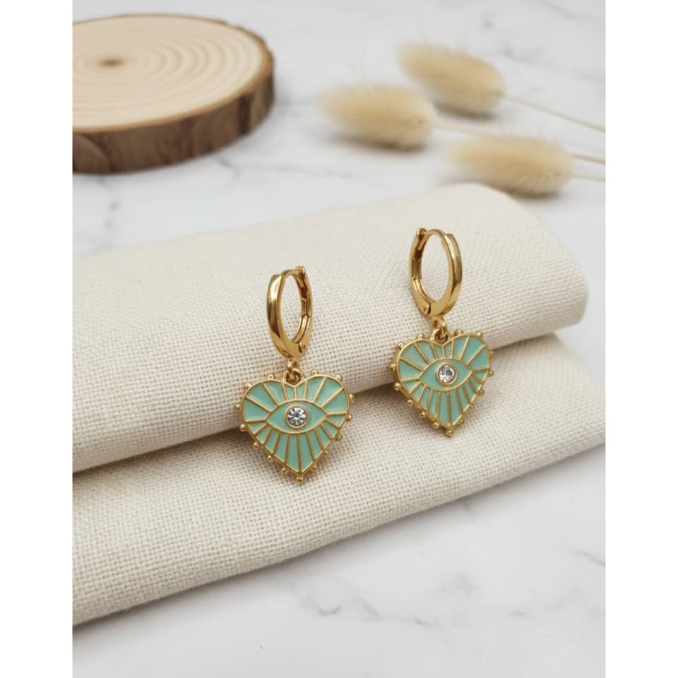 گوشواره قلب مینا کاری