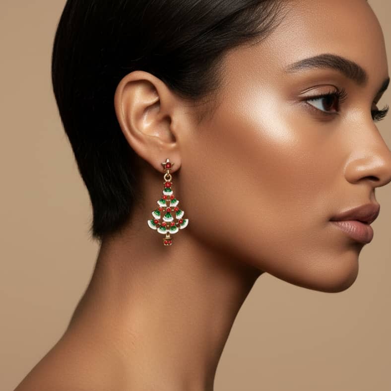 گوشواره درخت کریسمس مطلق – جشن رنگ‌ها در قالب زیورآلات